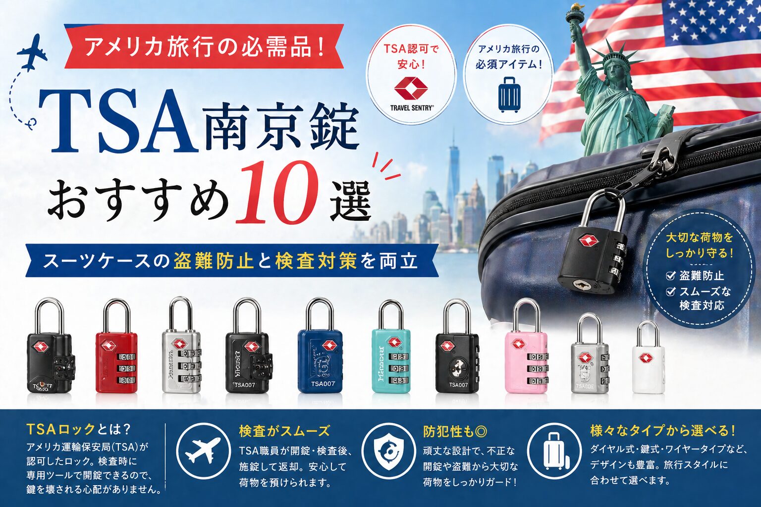 アメリカ旅行の必需品！TSA南京錠おすすめ10選│スーツケースの盗難